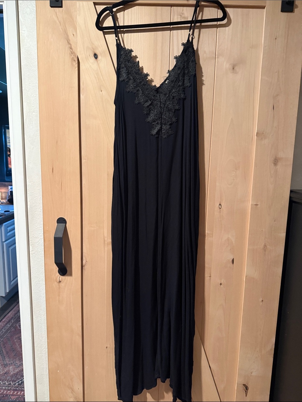 Black Lace-Trim Slip Dress
